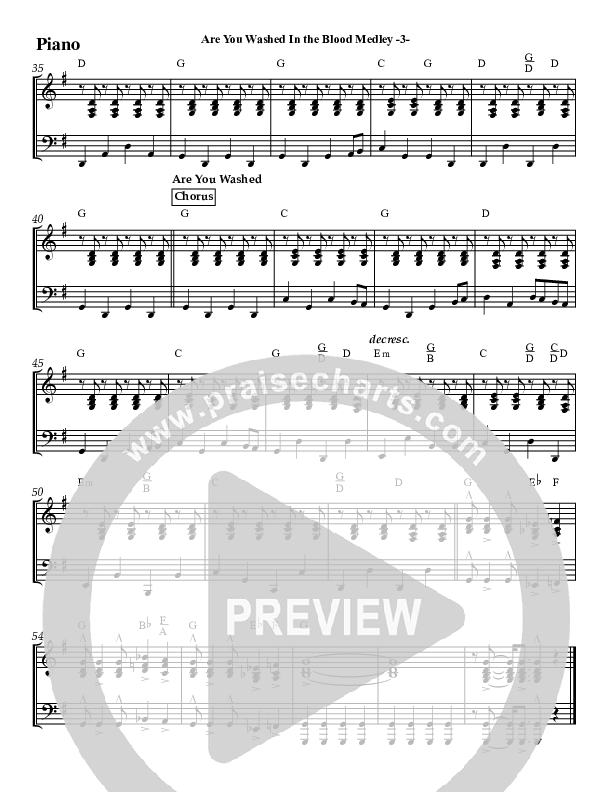 Are You Washed In The Blood Medley (Instrumental) Piano Sheet (Jeff Anderson)