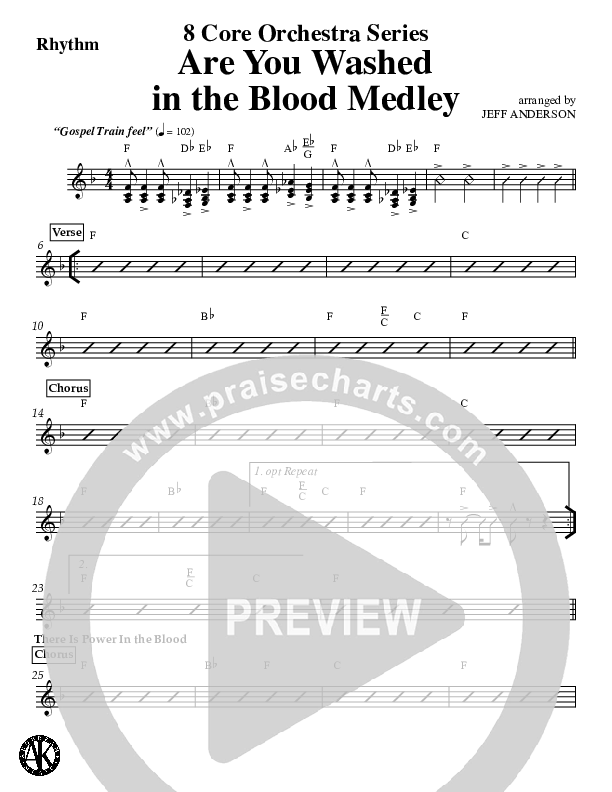 Are You Washed In The Blood Medley (Instrumental) Rhythm Chart (Jeff Anderson)