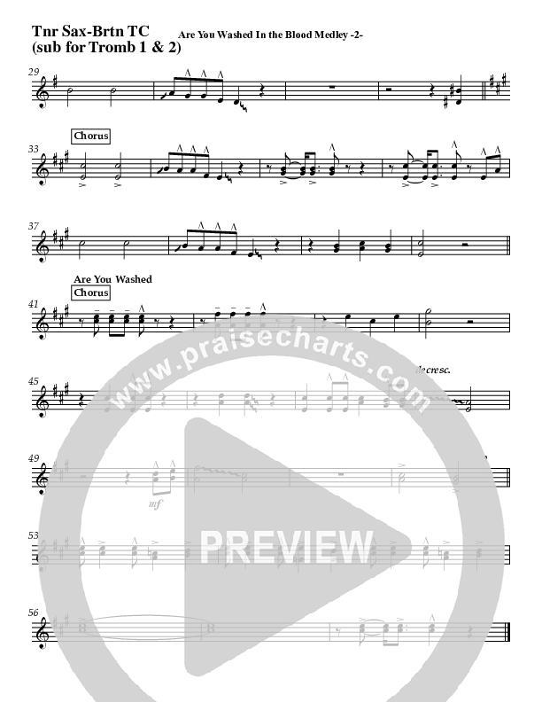 Are You Washed In The Blood Medley (Instrumental) Tenor Sax/Baritone T.C. (Jeff Anderson)