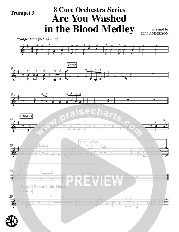 Are You Washed In The Blood Medley (Instrumental) Trumpet 3 (Jeff Anderson)