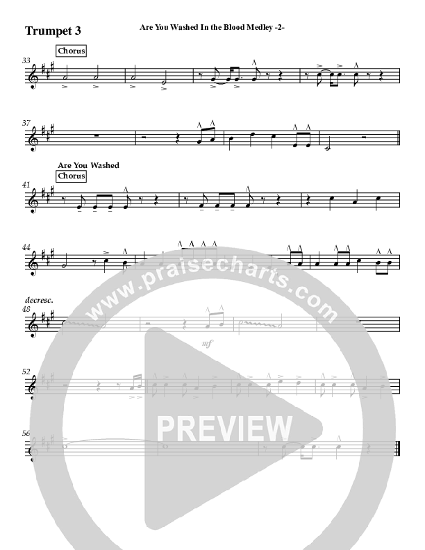 Are You Washed In The Blood Medley (Instrumental) Trumpet 3 (Jeff Anderson)