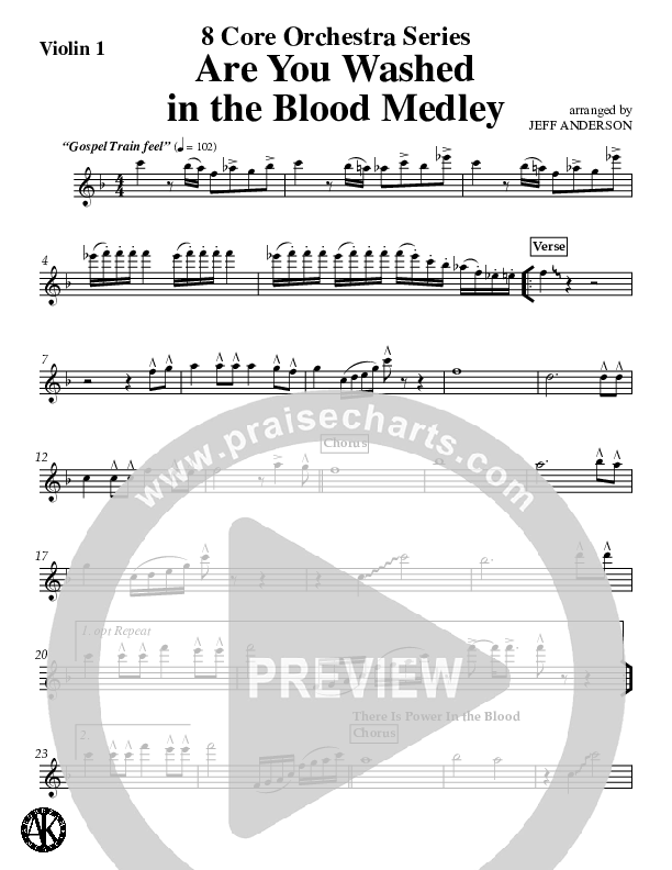 Are You Washed In The Blood Medley (Instrumental) Violin 1 (Jeff Anderson)