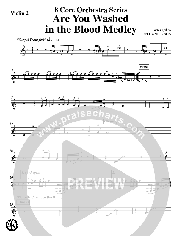Are You Washed In The Blood Medley (Instrumental) Violin 2 (Jeff Anderson)