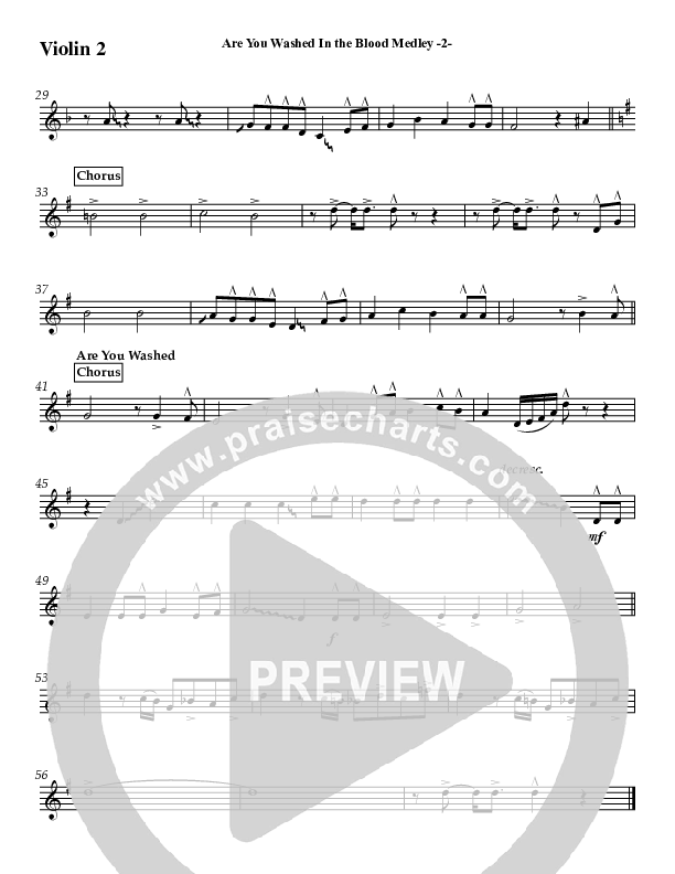 Are You Washed In The Blood Medley (Instrumental) Violin 2 (Jeff Anderson)