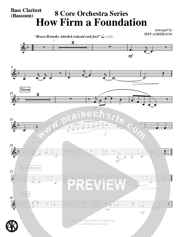 How Firm A Foundation (Instrumental) Bass Clarinet (Jeff Anderson)