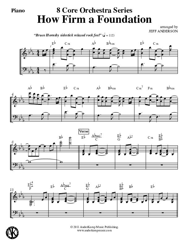 How Firm A Foundation (Instrumental) Piano Sheet (Jeff Anderson)