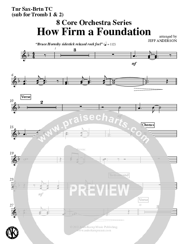 How Firm A Foundation (Instrumental) Tenor Sax/Baritone T.C. (Jeff Anderson)