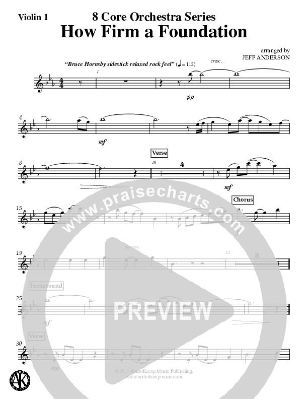 How Firm A Foundation (Instrumental) Violin 1 (Jeff Anderson)