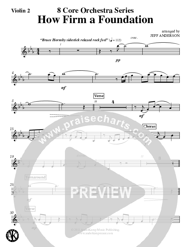 How Firm A Foundation (Instrumental) Violin 2 (Jeff Anderson)
