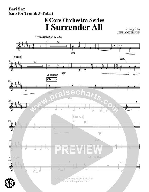 I Surrender All (Instrumental) Bari Sax (Jeff Anderson)