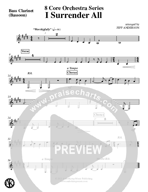 I Surrender All (Instrumental) Bass Clarinet (Jeff Anderson)
