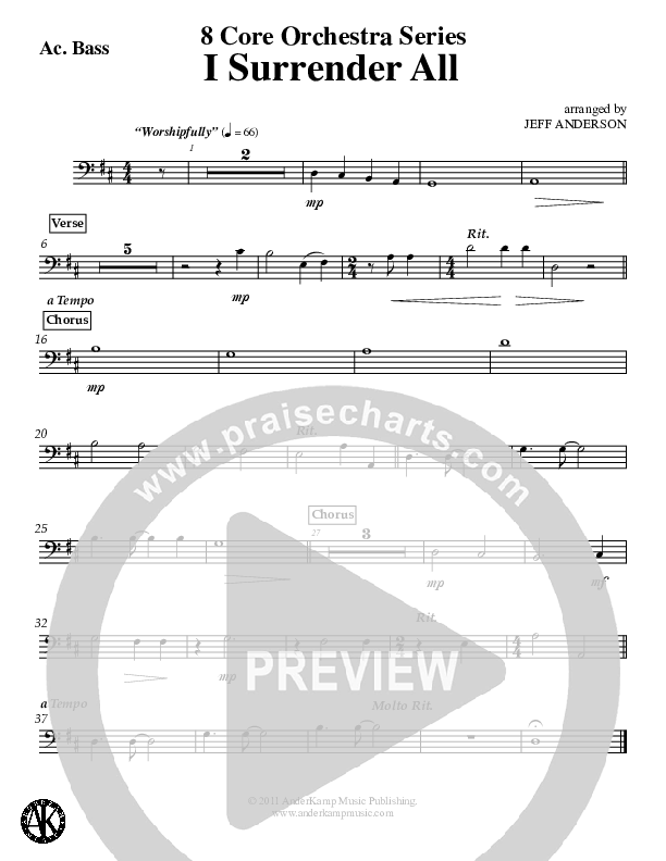 I Surrender All (Instrumental) Bass Guitar (Jeff Anderson)