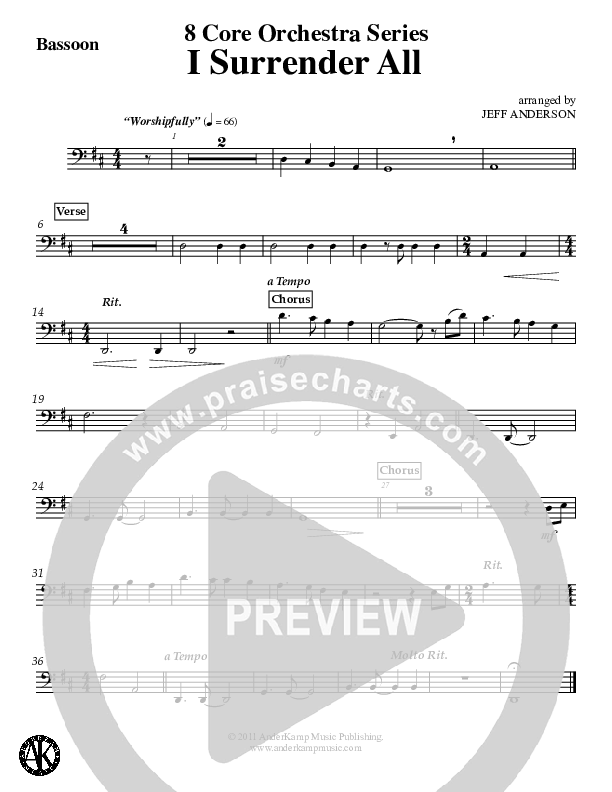 I Surrender All (Instrumental) Bassoon (Jeff Anderson)