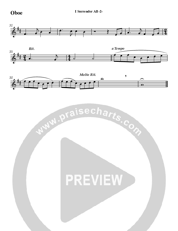 I Surrender All (Instrumental) Oboe (Jeff Anderson)