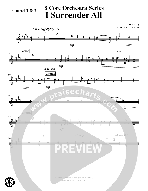 I Surrender All (Instrumental) Trumpet 1,2 (Jeff Anderson)