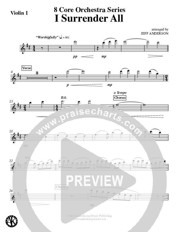 I Surrender All (Instrumental) Violin 1 (Jeff Anderson)