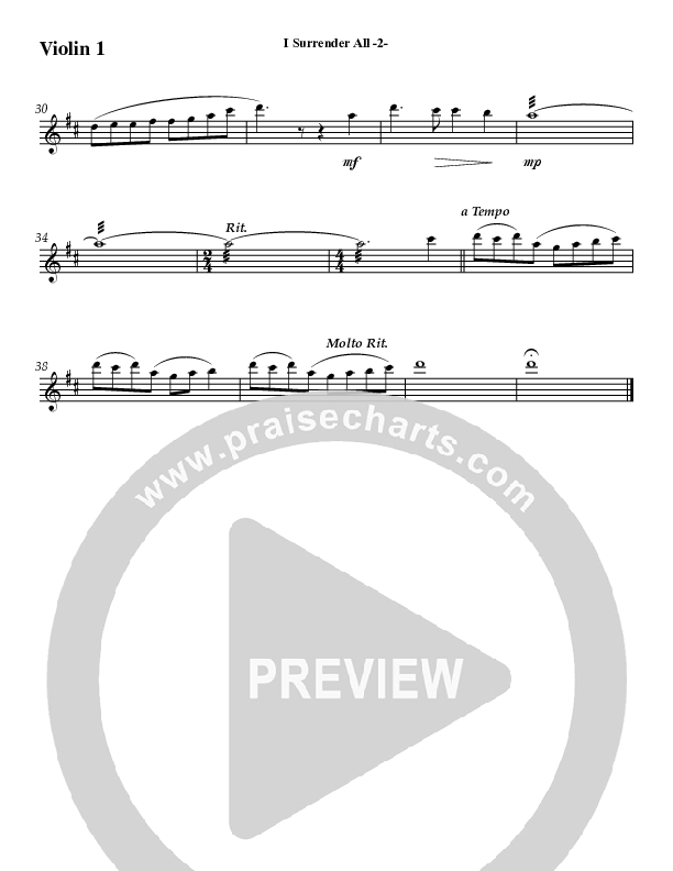 I Surrender All (Instrumental) Violin 1 (Jeff Anderson)