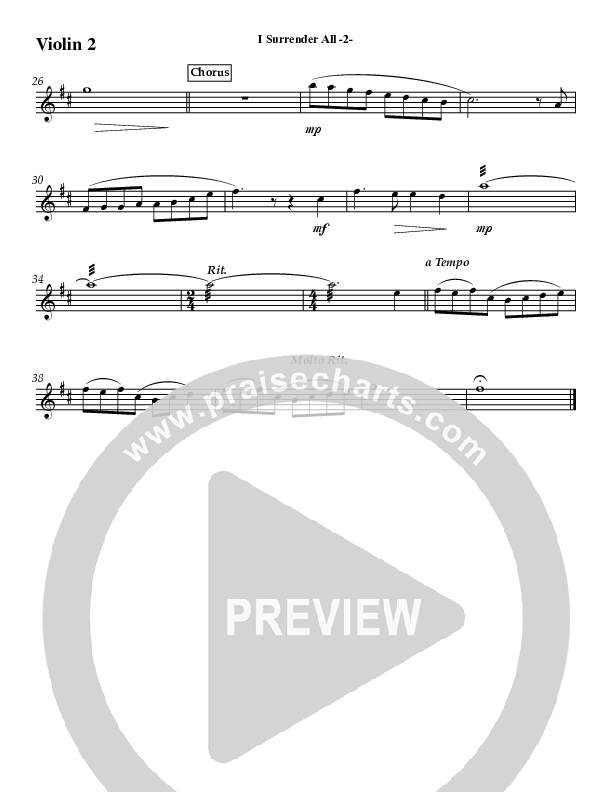 I Surrender All (Instrumental) Violin 2 (Jeff Anderson)