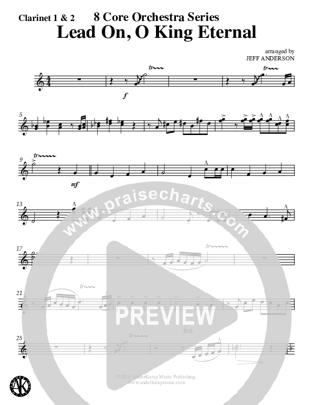Lead On O King Eternal (Instrumental) Clarinet 1/2 (Jeff Anderson)
