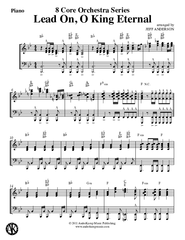 Lead On O King Eternal (Instrumental) Piano Sheet (Jeff Anderson)