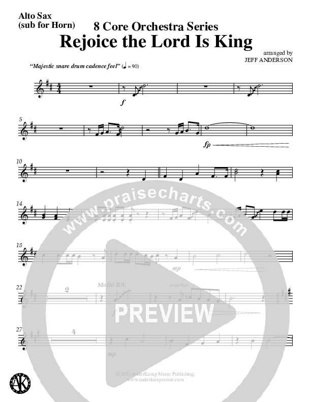 Rejoice The Lord Is King (Instrumental) Alto Sax (Jeff Anderson)