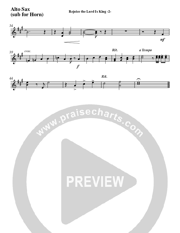 Rejoice The Lord Is King (Instrumental) Alto Sax (Jeff Anderson)