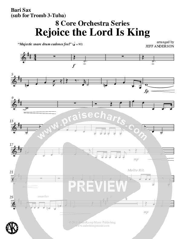 Rejoice The Lord Is King (Instrumental) Bari Sax (Jeff Anderson)