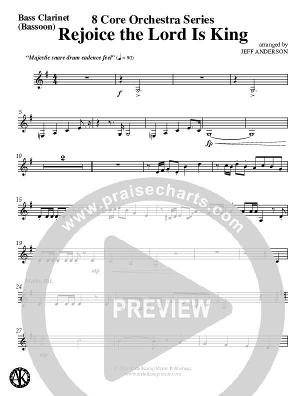 Rejoice The Lord Is King (Instrumental) Bass Clarinet (Jeff Anderson)