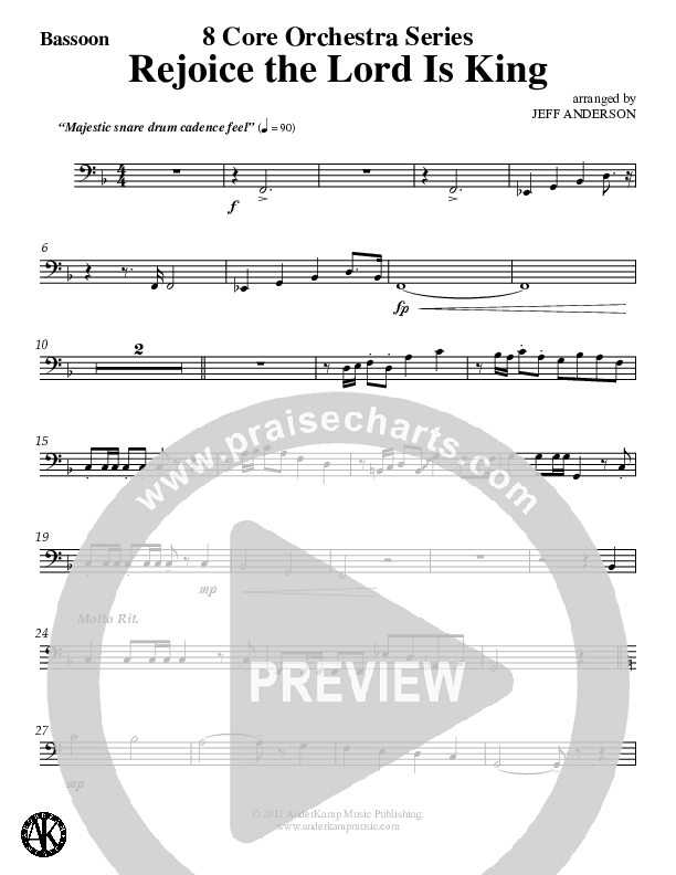 Rejoice The Lord Is King (Instrumental) Bassoon (Jeff Anderson)