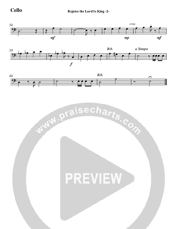 Rejoice The Lord Is King (Instrumental) Cello (Jeff Anderson)