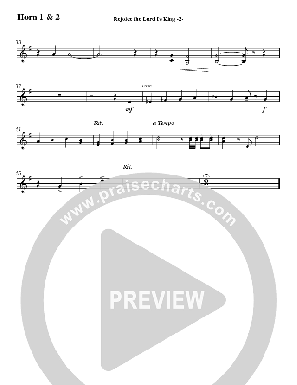 Rejoice The Lord Is King (Instrumental) French Horn 1/2 (Jeff Anderson)
