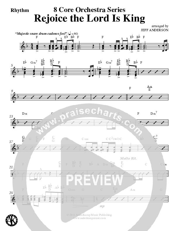 Rejoice The Lord Is King (Instrumental) Rhythm Chart (Jeff Anderson)