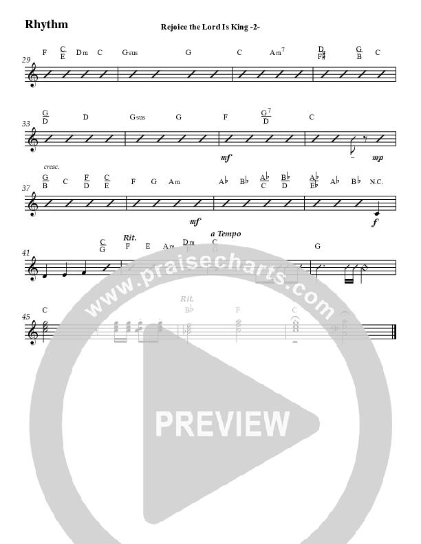 Rejoice The Lord Is King (Instrumental) Rhythm Chart (Jeff Anderson)