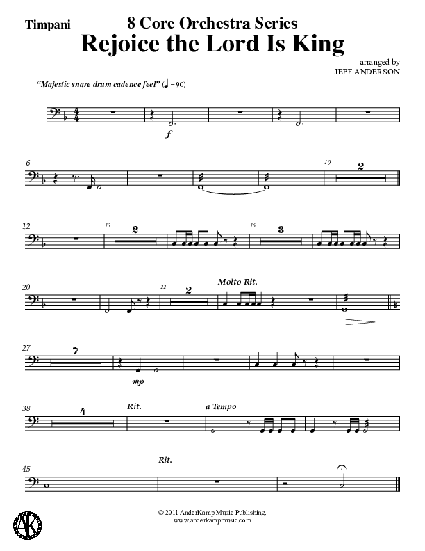 Rejoice The Lord Is King (Instrumental) Timpani (Jeff Anderson)