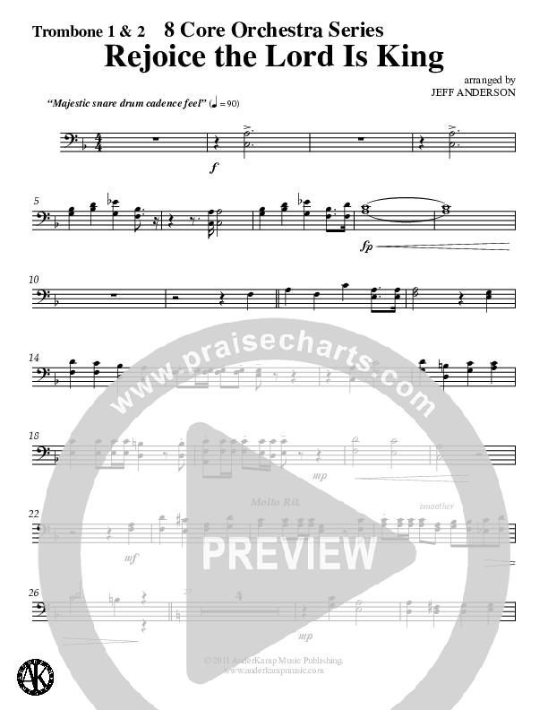 Rejoice The Lord Is King (Instrumental) Trombone 1/2 (Jeff Anderson)