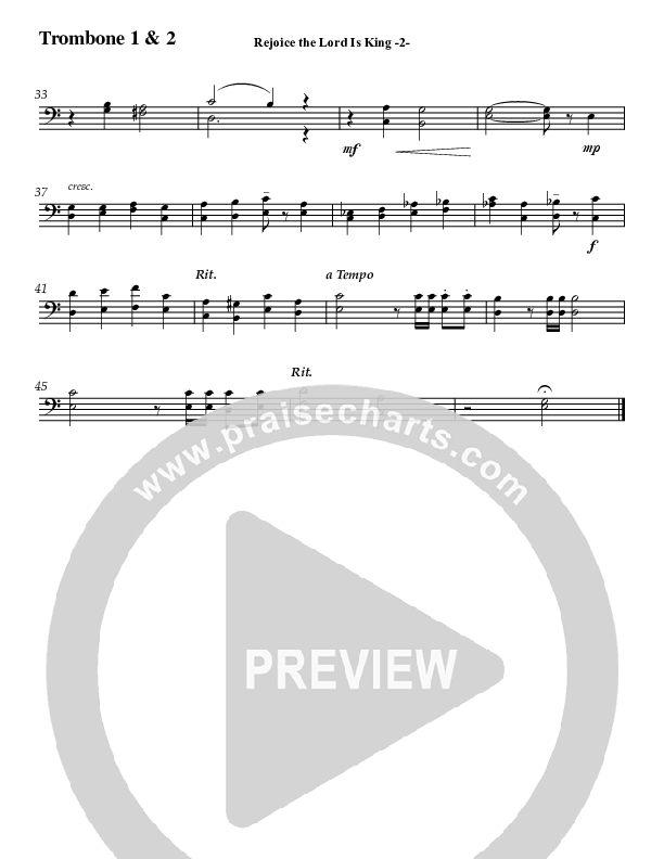 Rejoice The Lord Is King (Instrumental) Trombone 1/2 (Jeff Anderson)