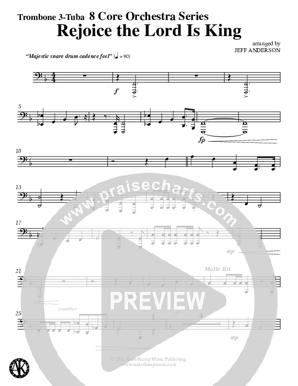 Rejoice The Lord Is King (Instrumental) Trombone 3/Tuba (Jeff Anderson)