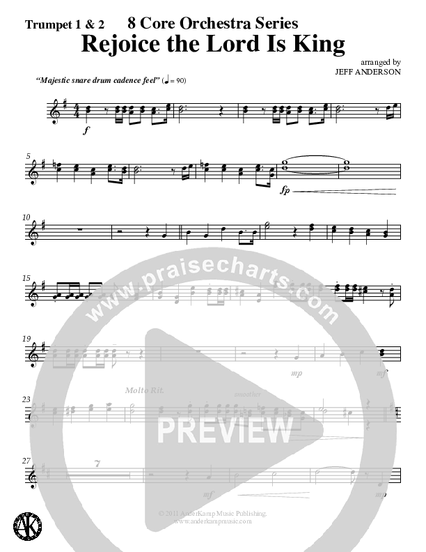 Rejoice The Lord Is King (Instrumental) Trumpet 1,2 (Jeff Anderson)