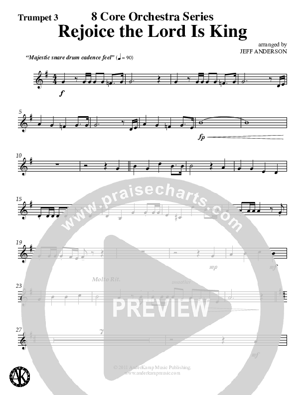 Rejoice The Lord Is King (Instrumental) Trumpet 3 (Jeff Anderson)