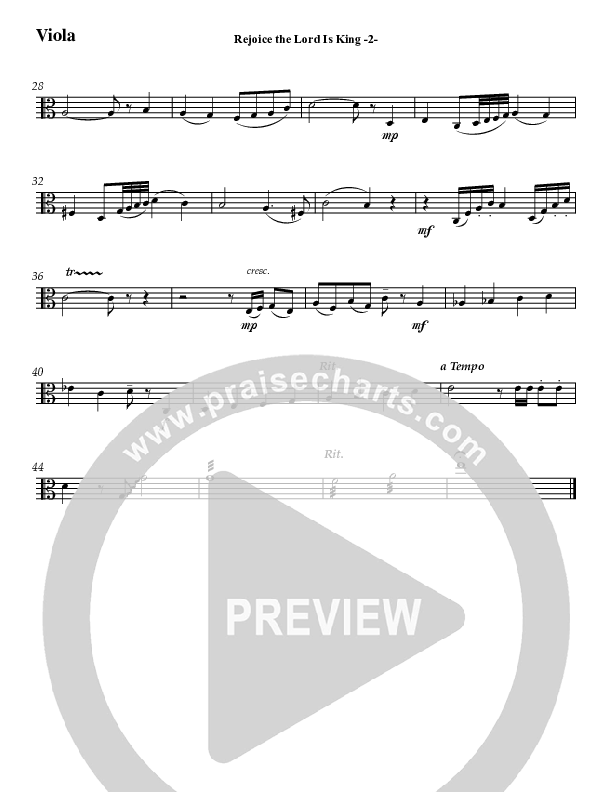 Rejoice The Lord Is King (Instrumental) Viola (Jeff Anderson)