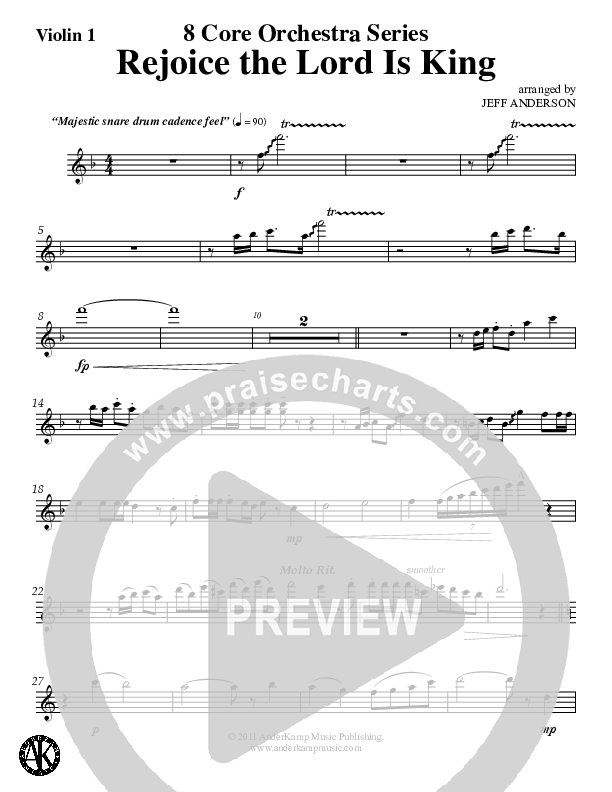 Rejoice The Lord Is King (Instrumental) Violin 1 (Jeff Anderson)