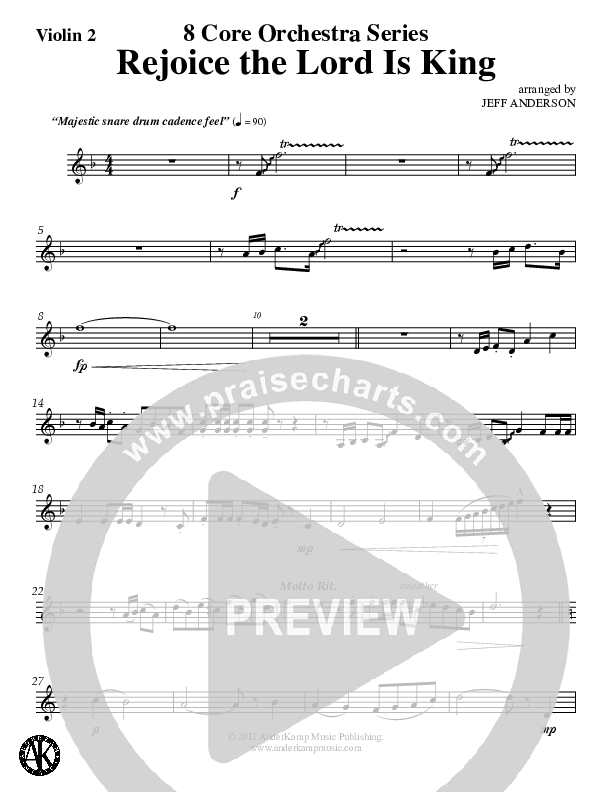Rejoice The Lord Is King (Instrumental) Violin 2 (Jeff Anderson)