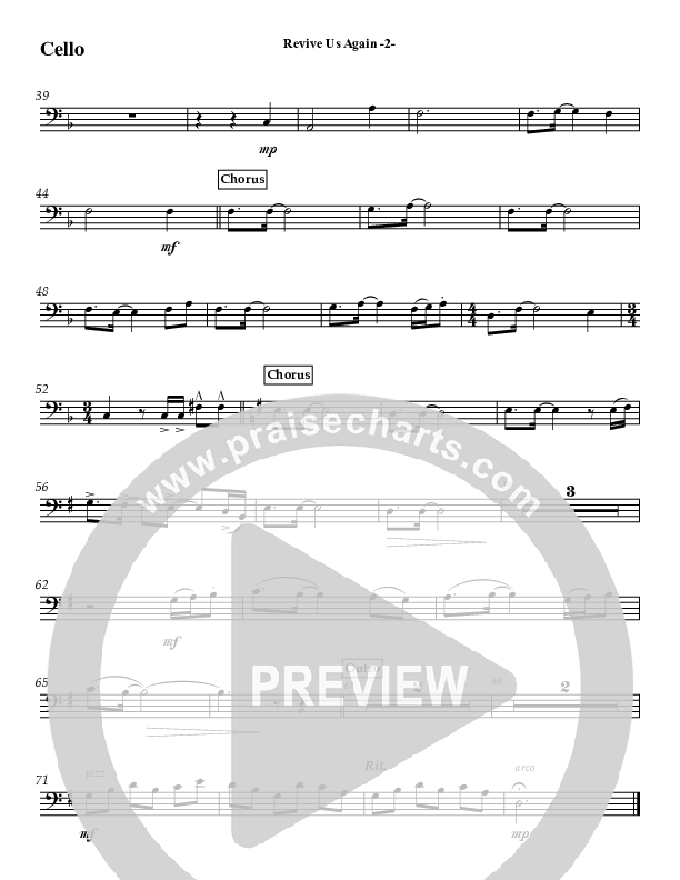 Revive Us Again (Instrumental) Cello (Jeff Anderson)