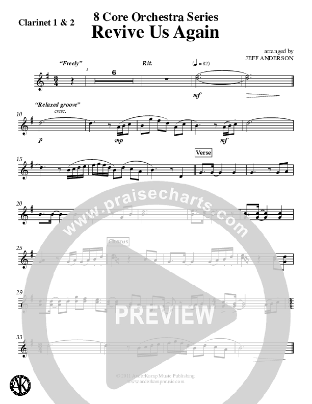Revive Us Again (Instrumental) Clarinet 1/2 (Jeff Anderson)