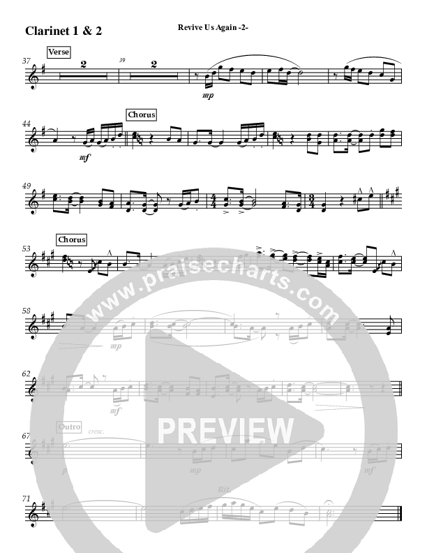 Revive Us Again (Instrumental) Clarinet 1/2 (Jeff Anderson)