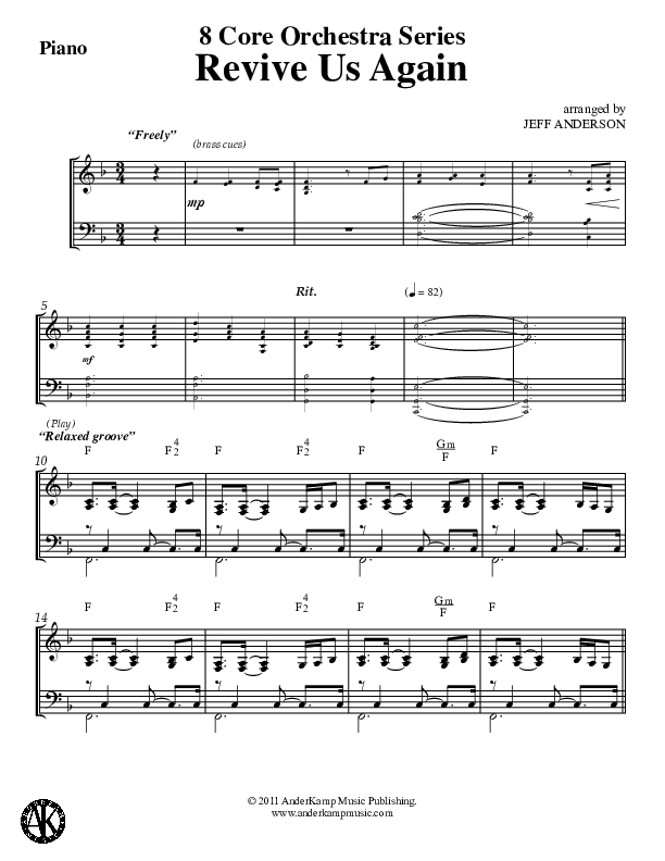 Revive Us Again (Instrumental) Piano Sheet (Jeff Anderson)