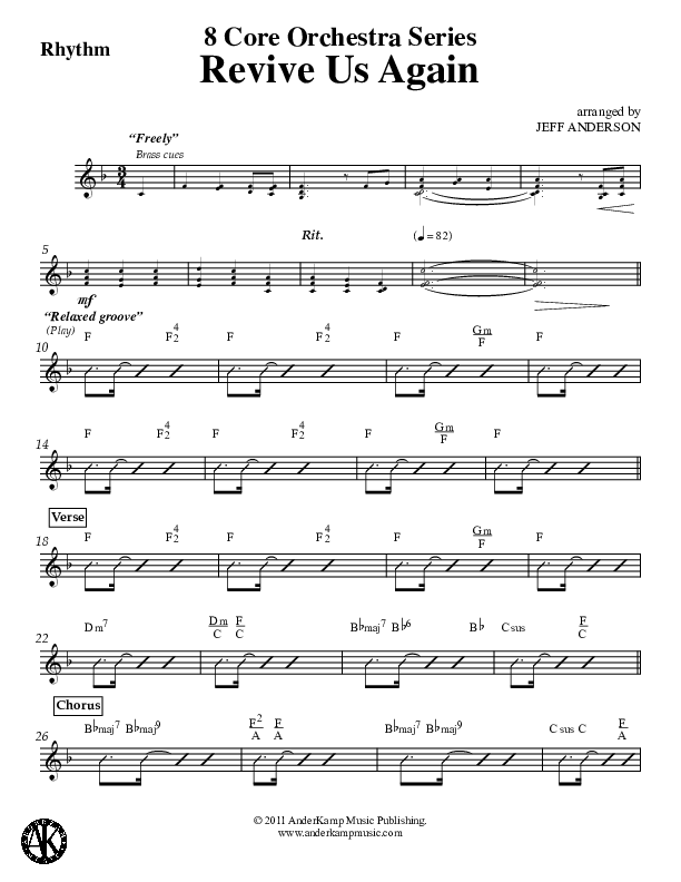 Revive Us Again (Instrumental) Rhythm Chart (Jeff Anderson)