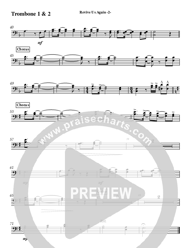 Revive Us Again (Instrumental) Trombone 1/2 (Jeff Anderson)