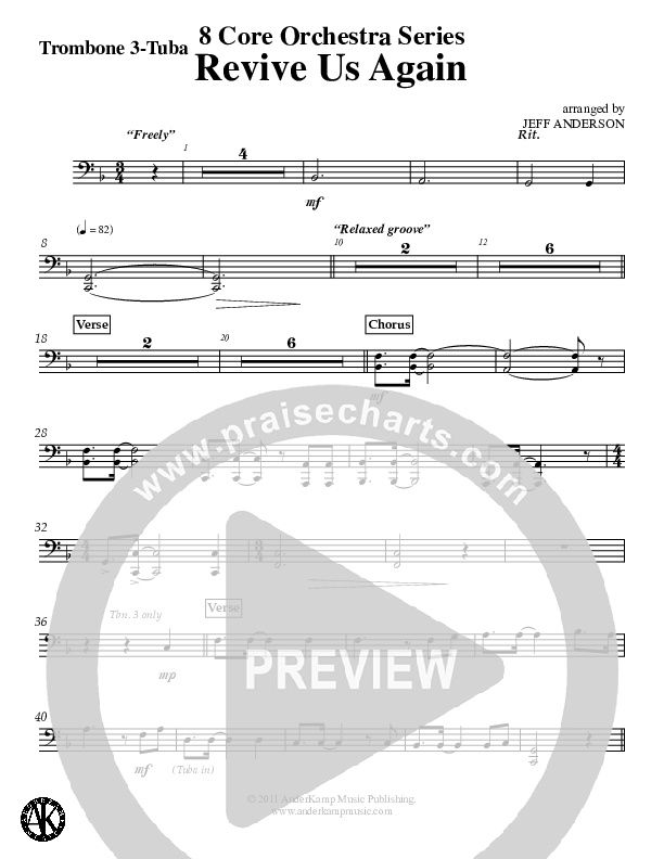Revive Us Again (Instrumental) Trombone 3/Tuba (Jeff Anderson)