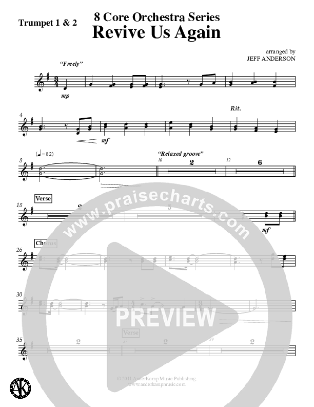 Revive Us Again (Instrumental) Trumpet 1,2 (Jeff Anderson)